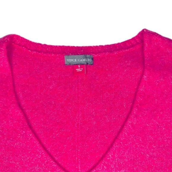 Vince Camuto Hot Pink Center Seam V-Neck Sweater - Picture 3 of 4